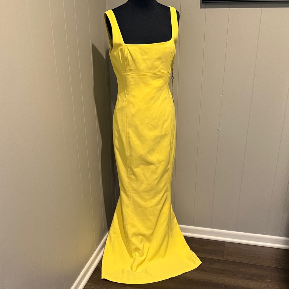 B21 Laundry By Shelli Segal Vibrant Yellow Formal Wedding Party Maxi Tank Dress